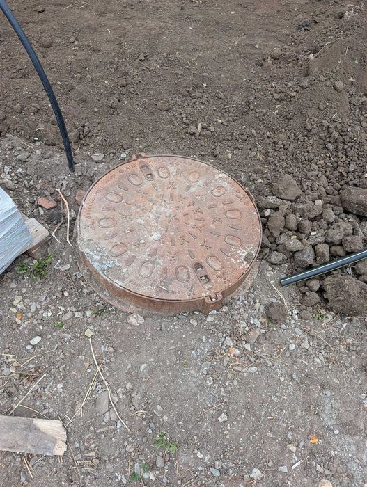 Capac canal din fontă D400, 60cm diametru, rotund, cu ramă, trafic greu