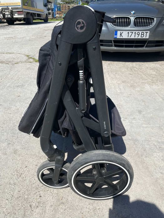 Бебешка количка CYBEX BALIOS S LUX черна с kош за новородено - CYBEX COT S LUX ocean blue син и зимен чувал CYBEX син