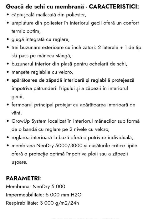 Geaca de schi cu membrana 5000