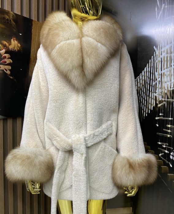 Haina / palton blana naturala S