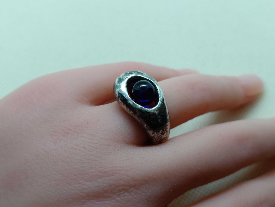 Inel designer ALVARADO – argint 925 cu sferă de sticlă albastră