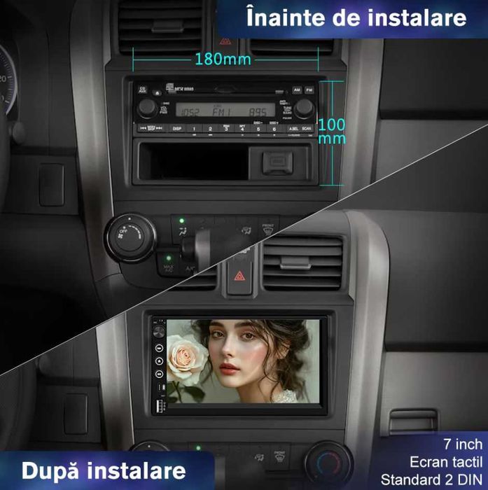 Navigatie GPS 2DIN Wireless CarPlay & Android Auto | Cameră Marșarier Inclusă