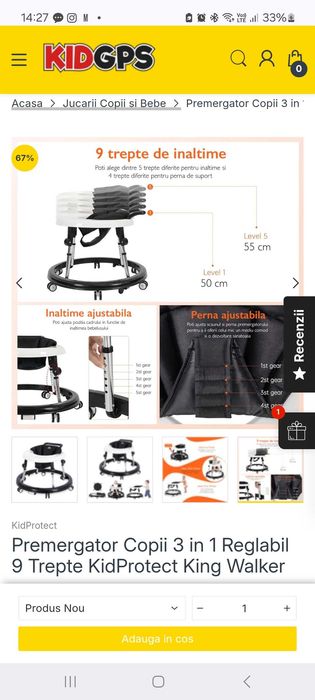 Premergator Copii 3 in 1 Reglabil 9 Trepte KidProtect