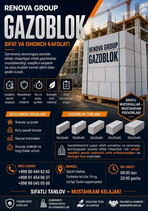 RENOVA GROUP | Ishonchli Gazoblok Yechimi