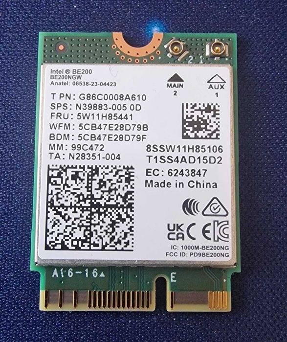 Placuta WiFi 7  si Bluetooth 5.4 Tri Band 2.4G/5G/6GHz WiFi6E