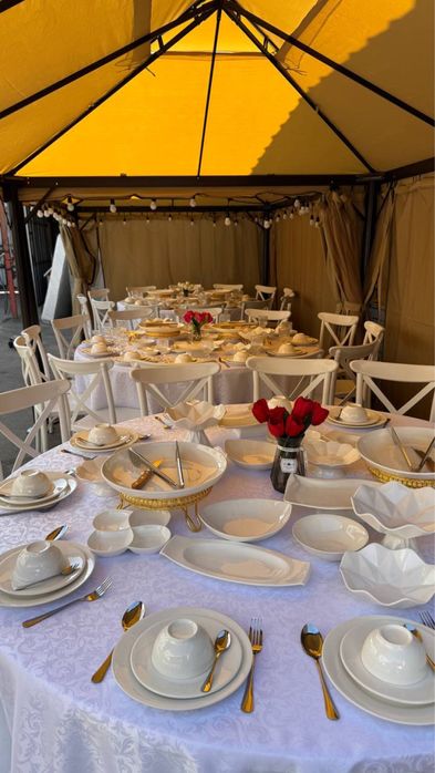 Аренда шатер, посуда, стол, стулья