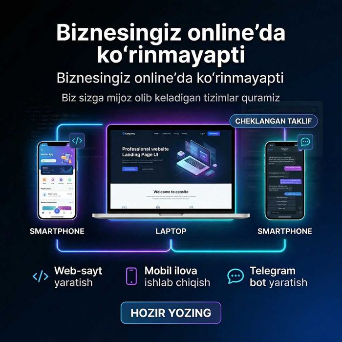 Web sayt, ilova va bot — bitta joyda