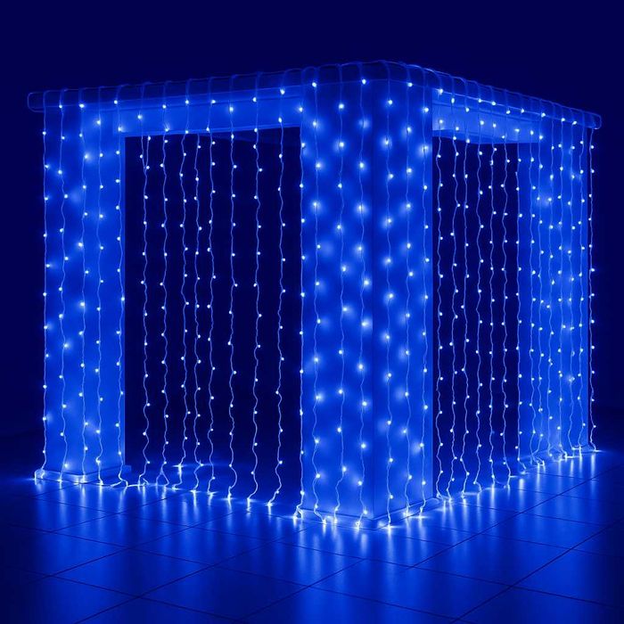 Професионални коледни лампички завеса 6м, флаш ефект, бял кабел