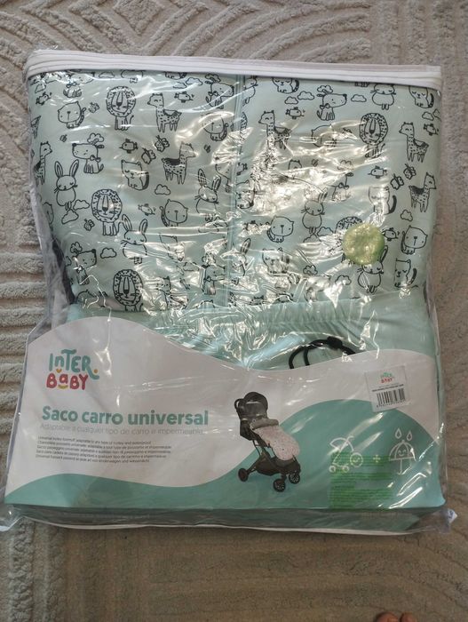 Зимен чувал за количка Interbaby - Животни, 45 х 105 cm, зелен