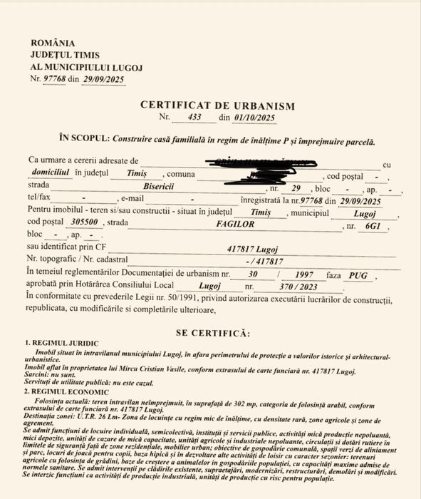 Vand teren itravilan in lugoj