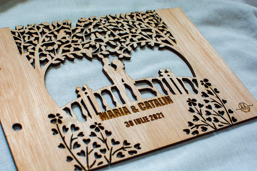 Album foto lemn nunta guestbook photobook jurnal personalizat