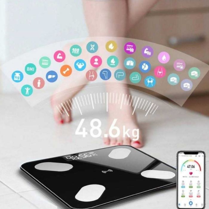 Cantar smart bluetooth body fat scale negru,baterii max 180kg