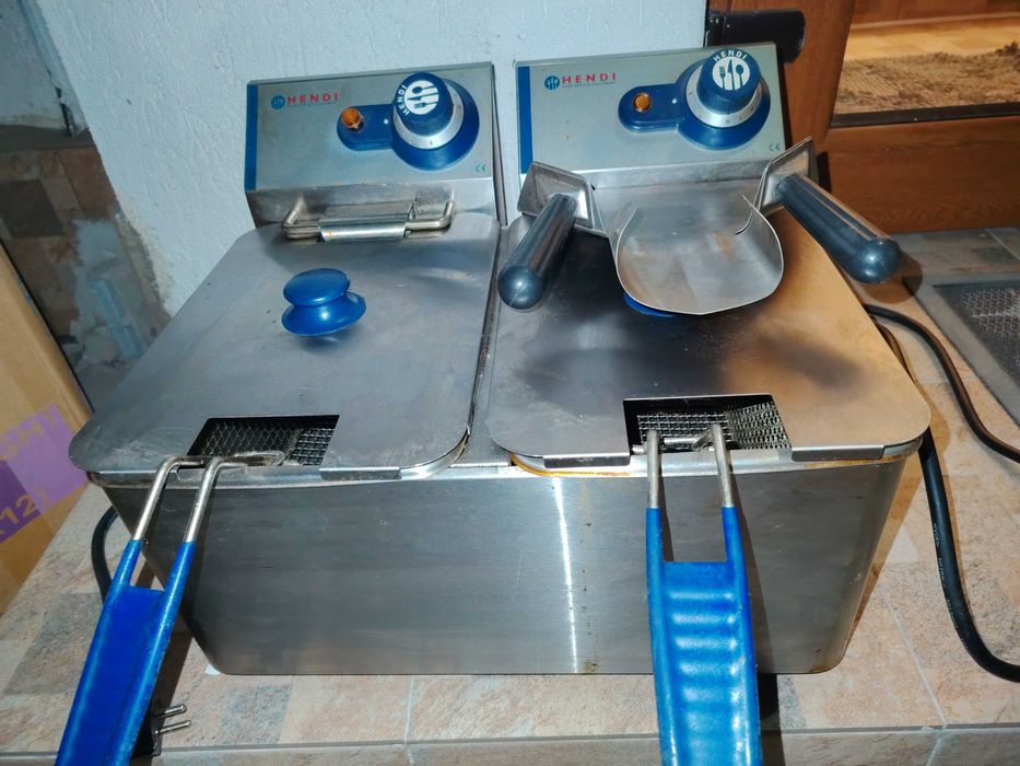 Friteuză Profesională Dublă Hendi Blue Line 2x4L – Inox, Stare Bună