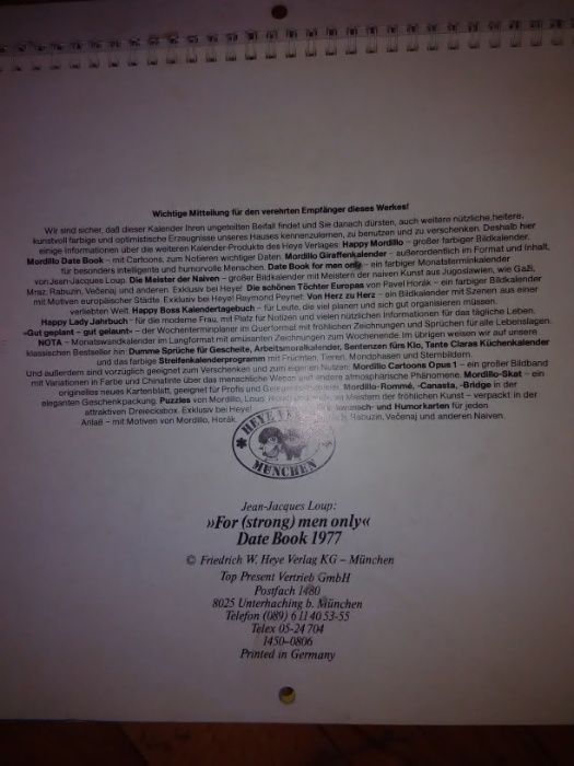 Стар Немски календар 1977г.