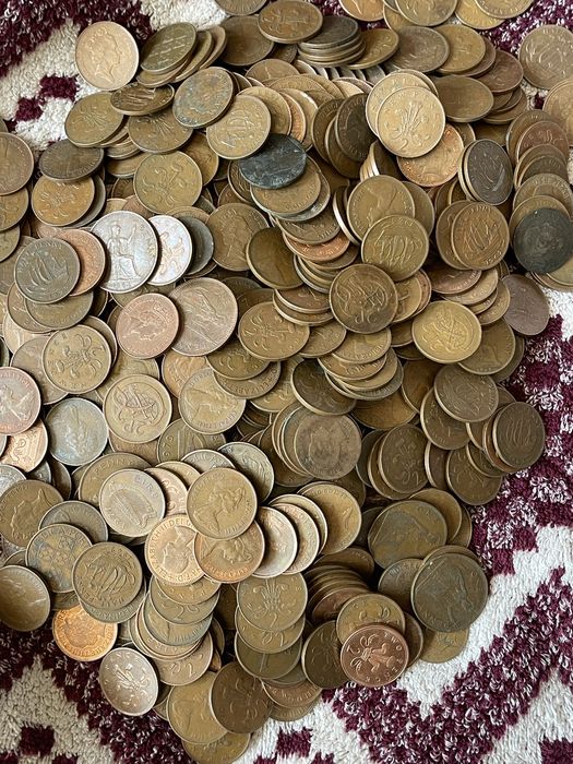 Lot monede vechi străine (Marea Britanie, Irlanda, Spania etc.) - 3 KG