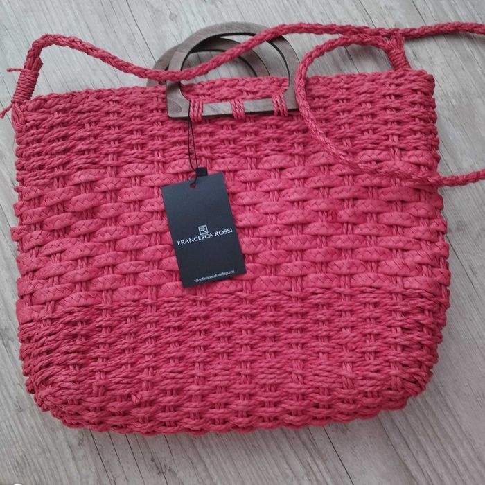 Малка чанта през рамо+ чанта цвят корал