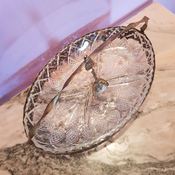 Vas cristal cu suport argintat