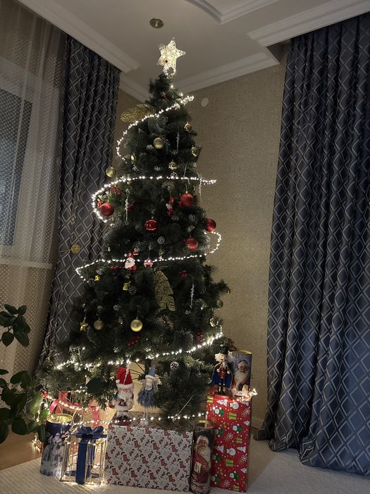 Елка 220 см зеленая высокая пышная елка для нового года отличный выбор