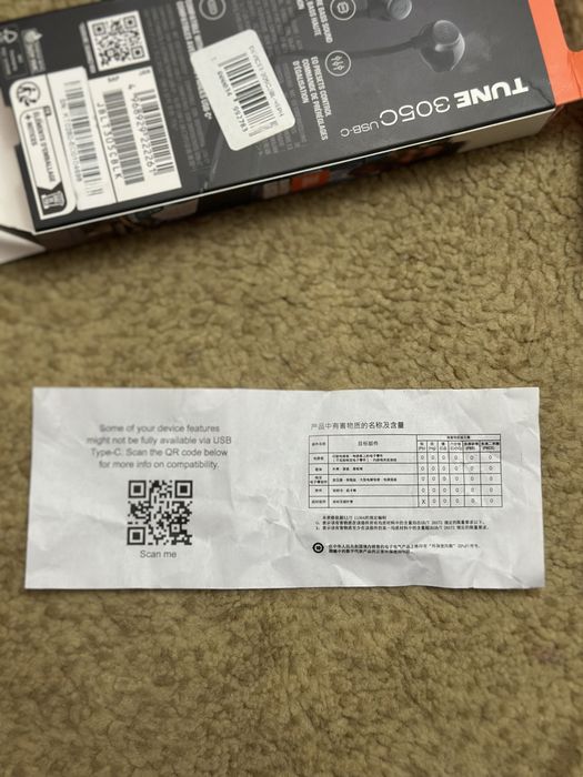 JBL naushnik sotiladi 100% Original JBL Tune-305C- USB -C Designe by