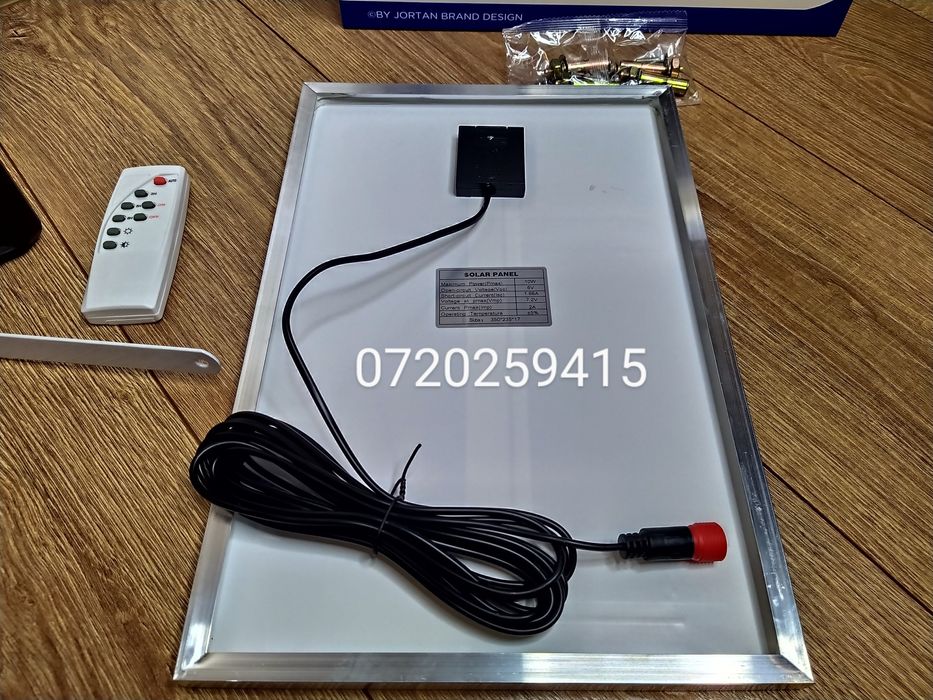 Proiector LED Jortan cu panou solar 200w si telecomanda, camping