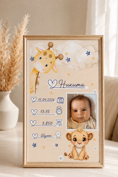 Персонализирана бебешка картина в рамка