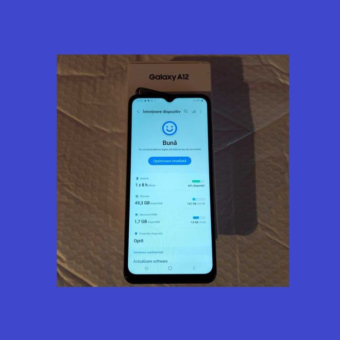 Telefon Samsung A12 - 4GB/64GB ca NOU - la cutie - folie & husa BONUS