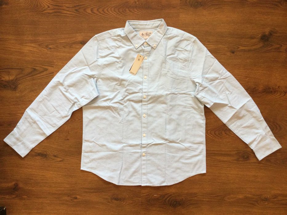 НОВА синя мъжка памучна риза ORIGINAL PENGUIN размер XXL / XL от САЩ