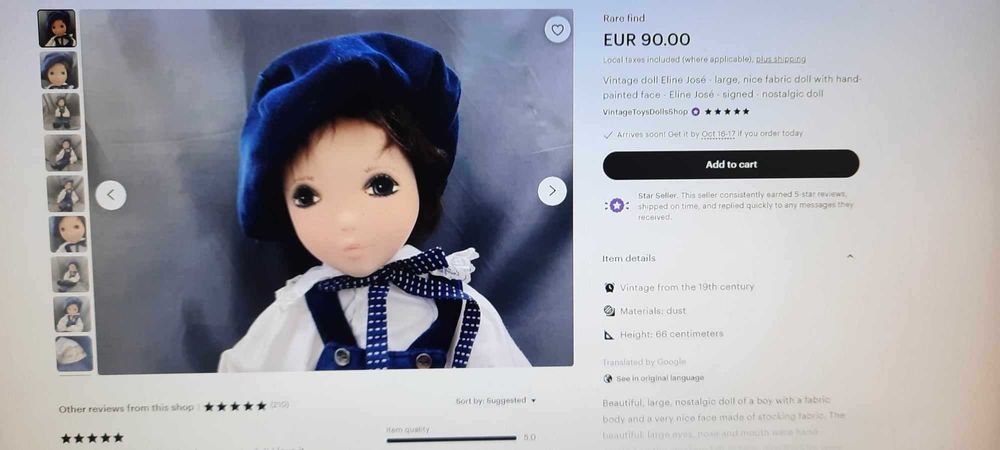 Vând o pereche de păpuși vintage, pictate manual de către „Eline José”