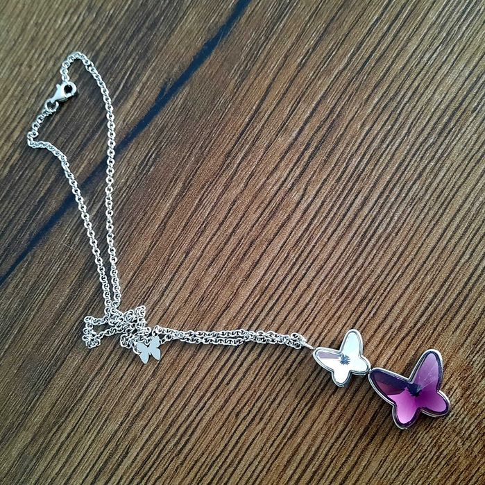 Колие мед.стомана и кристал+поставка за бижута