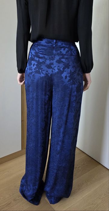 Pantaloni palazzo Zara Woman din jacard-brocart