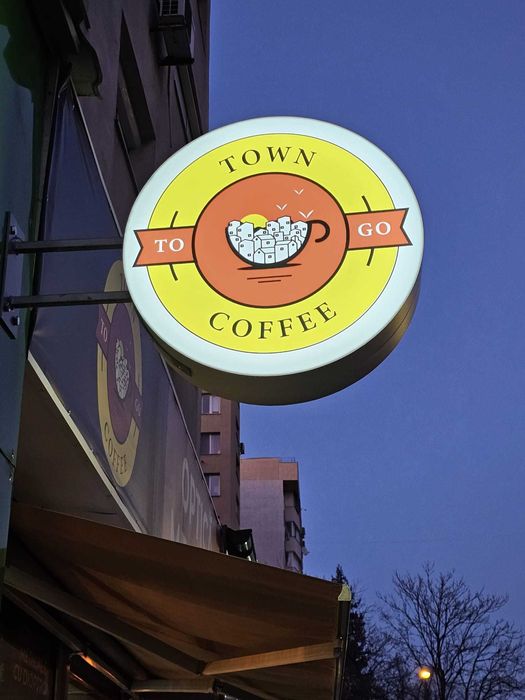 Caseta luminoasa rotunda, dubla fata personalizata -  60 cm