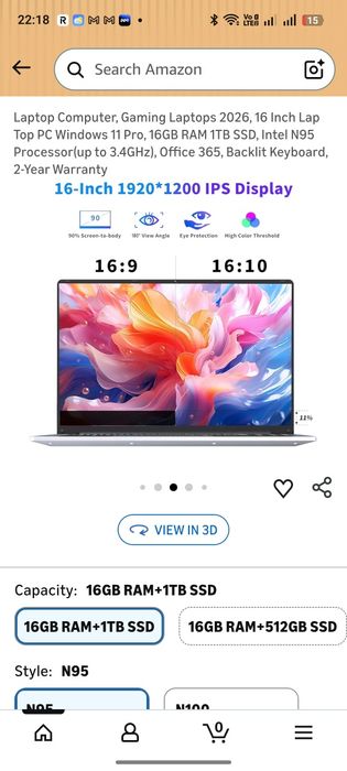 Laptop Naikun NY-02 N95,16gb RAM,ssd 512 gb display 16 inch fhd+