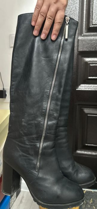 Кожанные сапоги для зимы