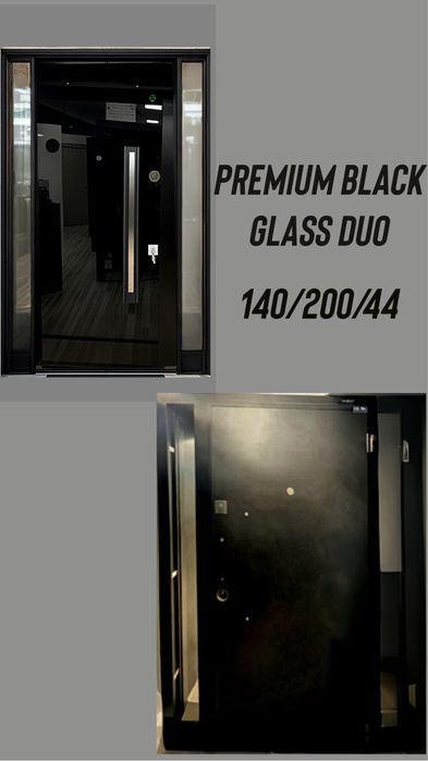 Входна врата за атмосферни условия-PREMIUM BLACK GLASS DUO