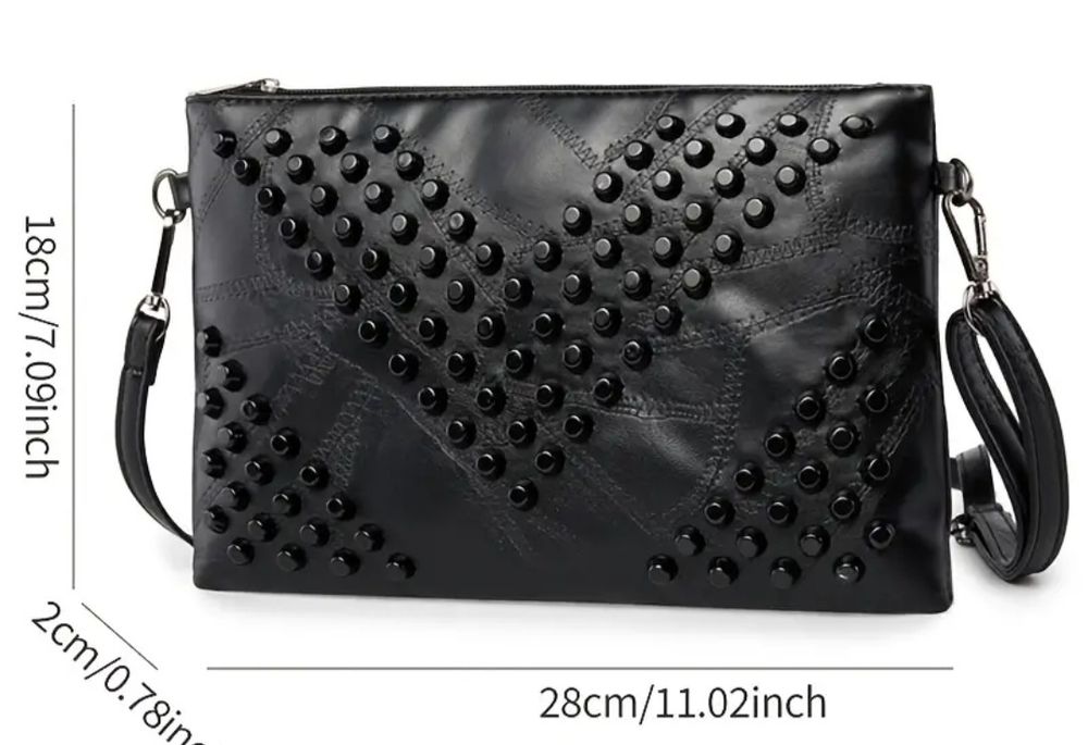 Дамска черна чанта с дълга дръжка