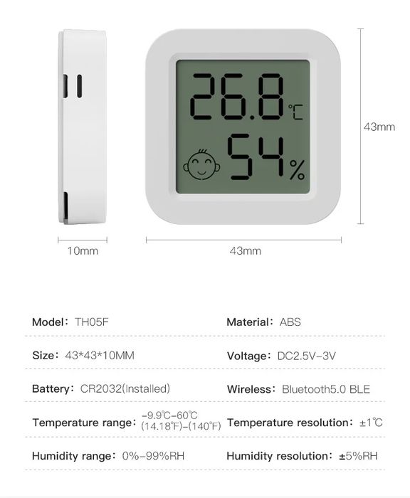 Смарт Bluetooth термометър и влагомер Tuya – сензор за температура