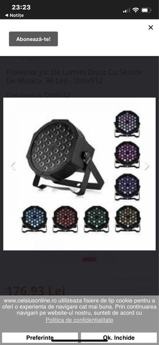 5-Proiector Joc De Lumini Disco Cu Senzor De Muzica, 36 Led - Dmx512