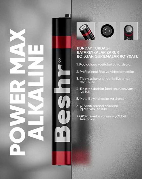 Батарейки Beshr PowerMax AA 4B Alkaline LR6 1.5V