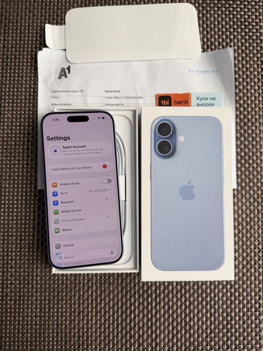 iPhone 17 256GB *КАТО НОВ*Mist Blue ГАРАНЦИЯ•ЛИЗИНГ TBI 27€/м