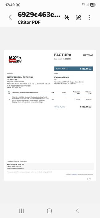 Navigatie Opel dedicata, MaxTechR. Android 13. ecran de 9 inch. 4GB Ra