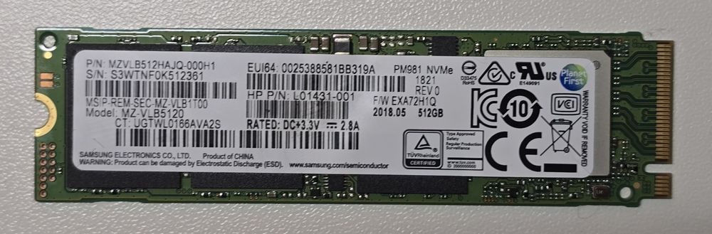 SSD диск 512GB NVMe Samsung PM981