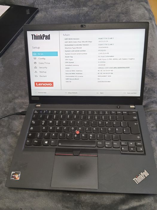Dezmembrez /vând Lenovo Thinkpad T14 gen 1 ,AMD ryzen 5 4650u,16 GB RAM ,display 14 fhd ips touchscreen ,incomplet