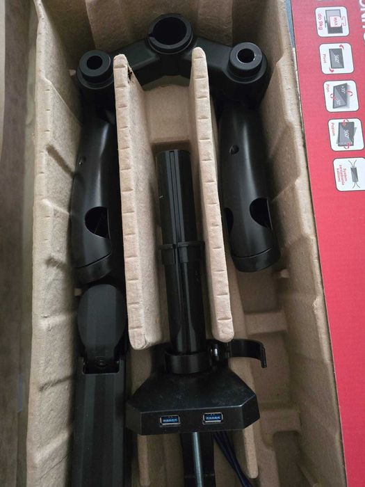 Suport birou 2 monitoare, 9 kg pe brat, 2 porturi USB 3.0