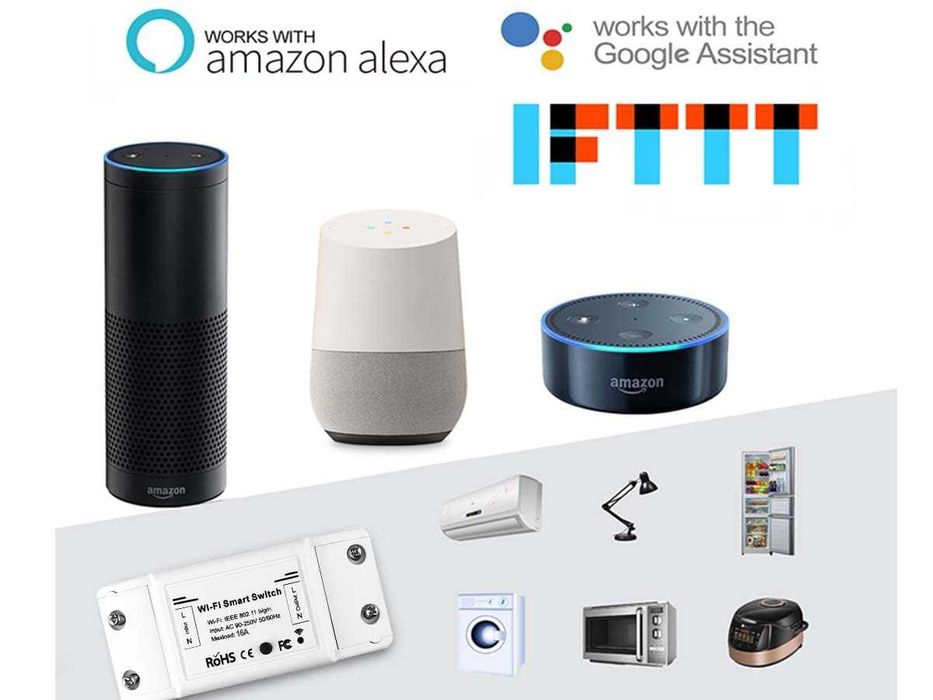 Умен превключвател WiFi съвместим с Alexa и Google Home (WIFI 16A)