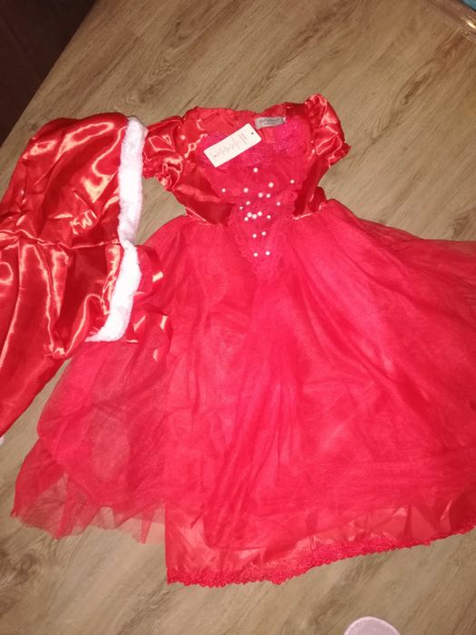 Rochie/rochita rosie printesa cu capa satin/ Scufita Roșie /craciunita