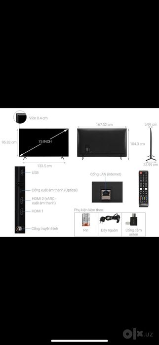 Samsung UE75AU7500UXCE, 75 dyuymli Crystal UHD 4K Smart TV