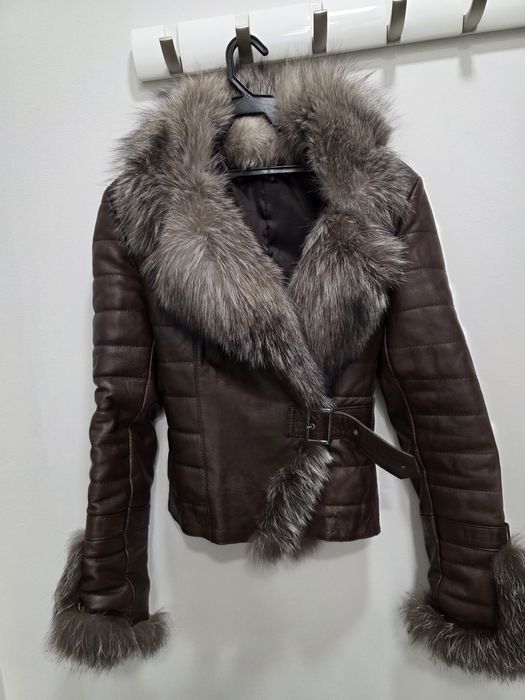 Geaca piele cu blana naturala