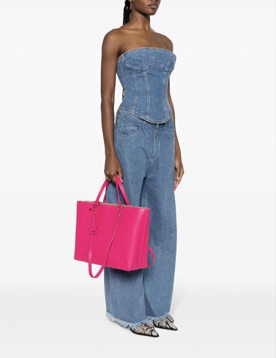 Чанта Pinko Love Birds Leather Tote Bag