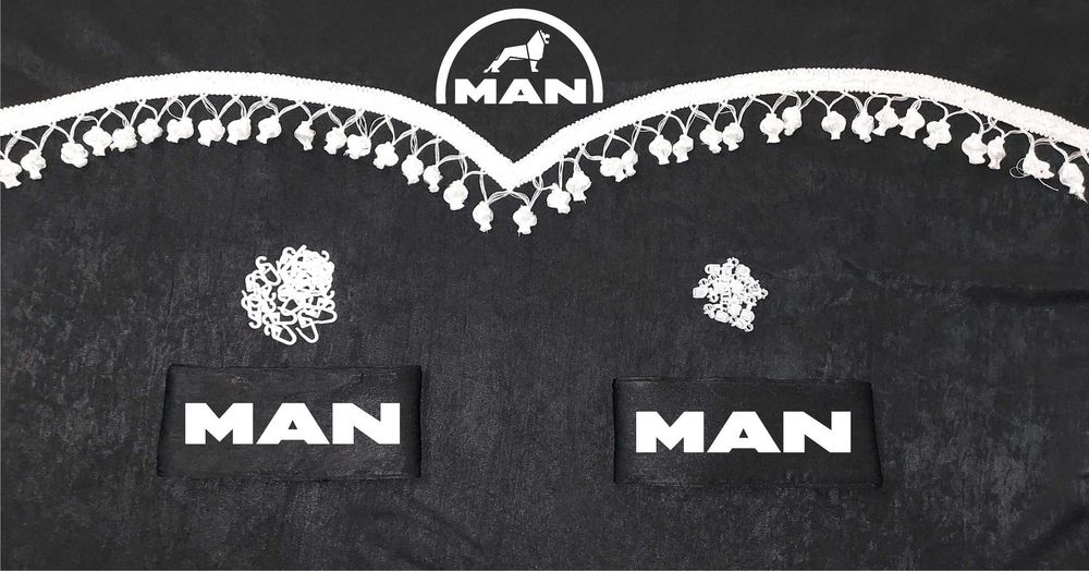 Комплект пердета за камион + кукички черни с бели пискюли