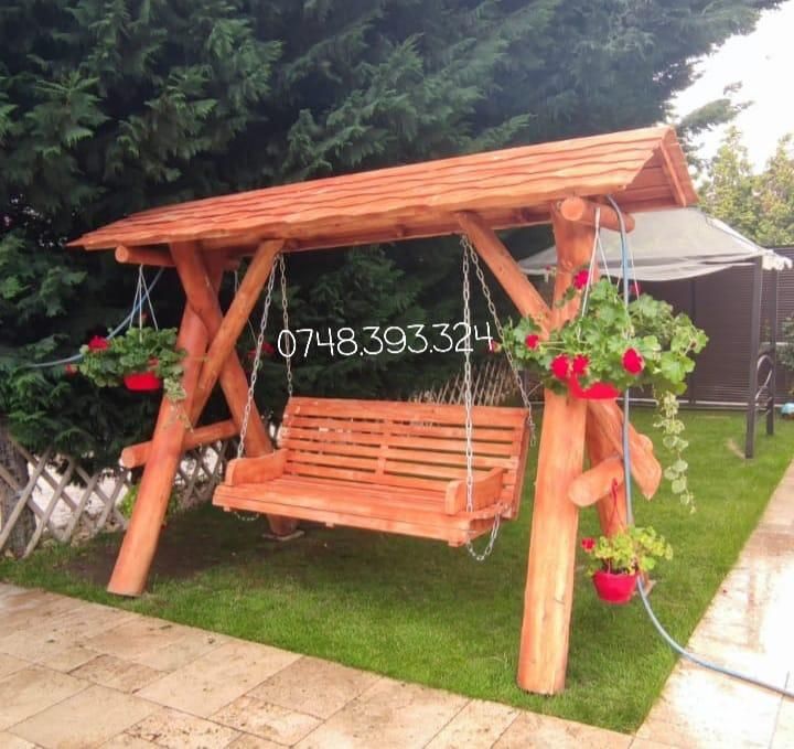 Balansoar  leagan  lemn  rotund  rustic